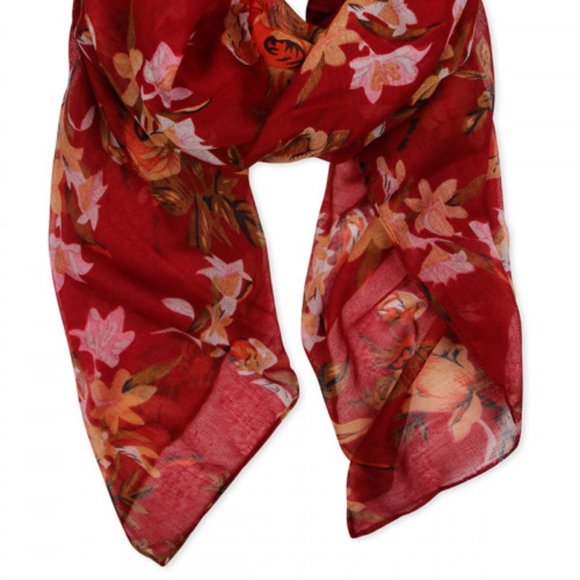 Red Floral scarf - Picture 2 of 7